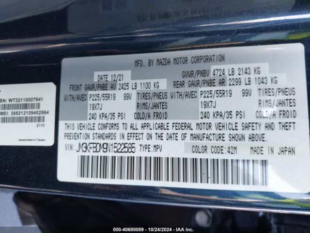 JM3KFBDM9N1522585 Mazda Cx-5 2.5 S Premium