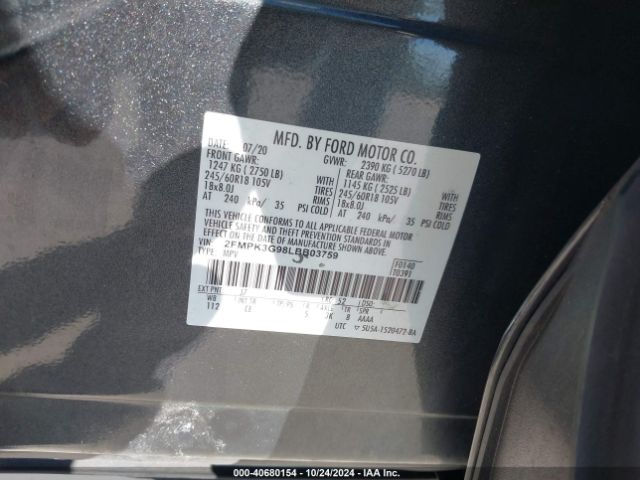 2FMPK3G98LBB03759 Ford EDGE SE
