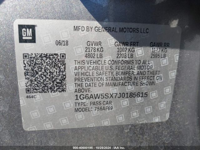 1G6AW5SX7J0185615 Cadillac Cts Standard