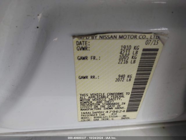 1N4AL3AP0FC479624 Nissan Altima 2.5 S