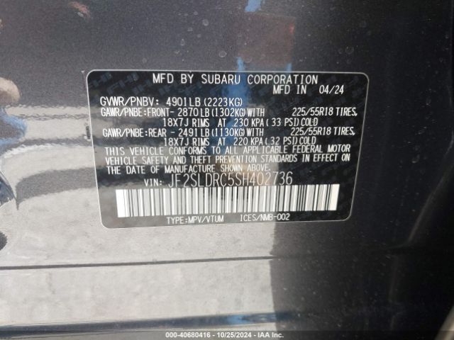 JF2SLDRC5SH402736 Subaru Forester Limited