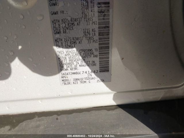 5N1AT2MM8GC741442 Nissan ROGUE SV
