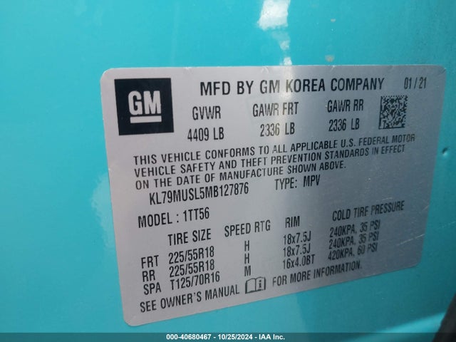 Chevrolet Trailblazer Awd Rs 2021 KL79MUSL5MB127876 Image 9
