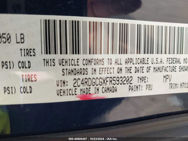 Dodge Grand Caravan Sxt 2015 2C4RDGCGXFR593202 Image 9