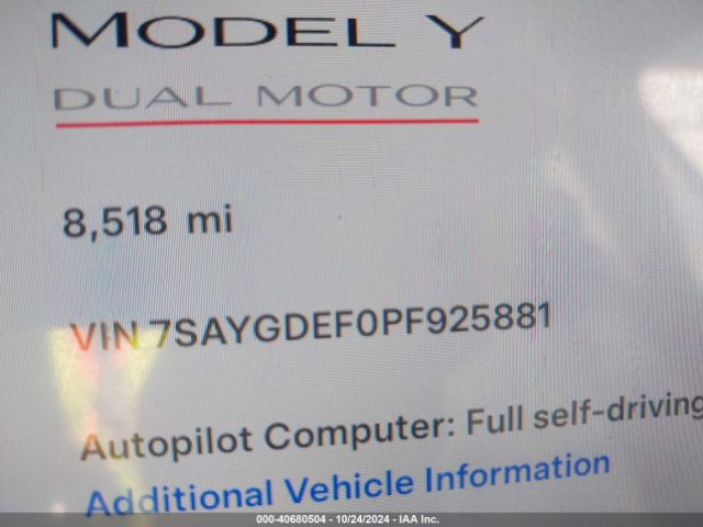 7SAYGDEF0PF925881 Tesla Model Y Performance Dual Motor All-wheel Drive