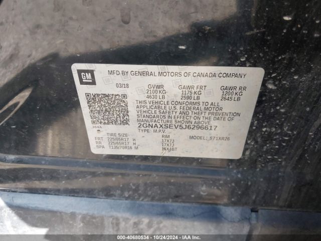 2018 CHEVROLET EQUINOX 2GNAXSEV5J6296617 Photo 8