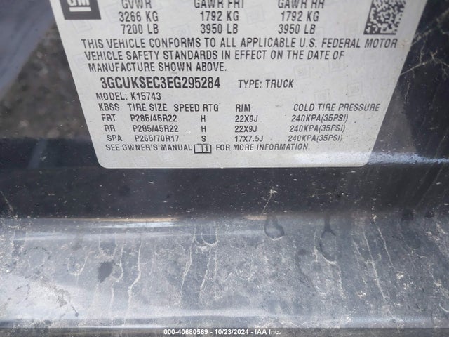 Chevrolet Silverado 1500 2lz 2014 3GCUKSEC3EG295284 Image 9