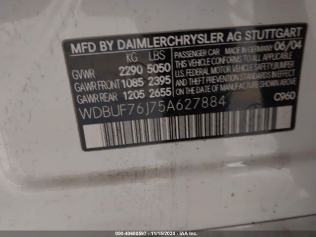 2005 MERCEDES-BENZ E 55 AMG WDBUF76J75A627884 Photo 8
