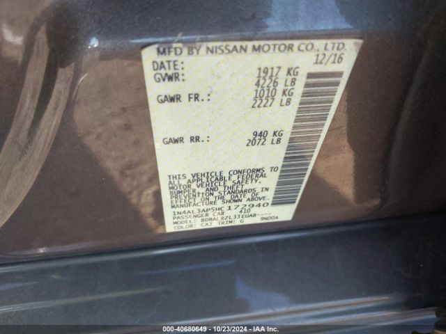 1N4AL3AP5HC172940 Nissan Altima 2.5 Sl