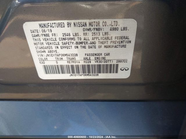JN1EV7AP0KM543228 Infiniti Q50 3.0t Luxe