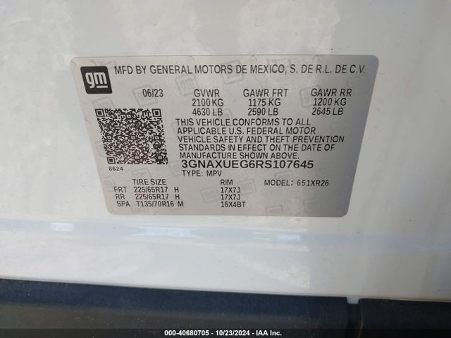Chevrolet Equinox Awd Lt 2024 3GNAXUEG6RS107645 Image 9