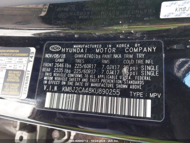 2019 HYUNDAI TUCSON KM8J2CA48KU890255 Photo 8