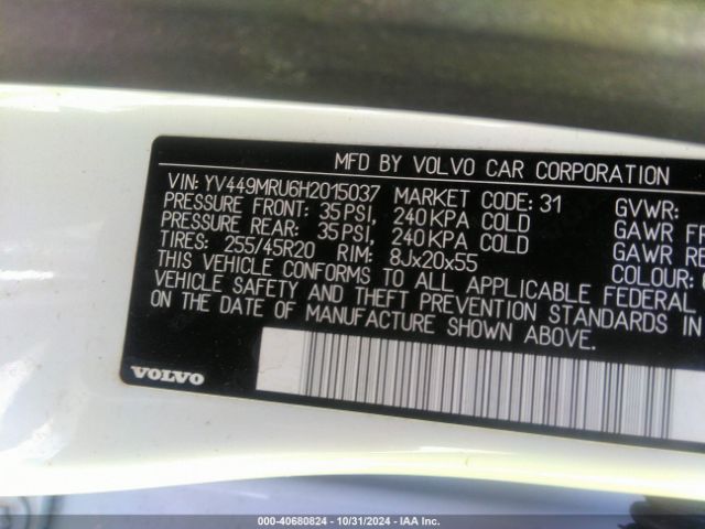 YV449MRU6H2015037 Volvo Xc60 T6 Inscription