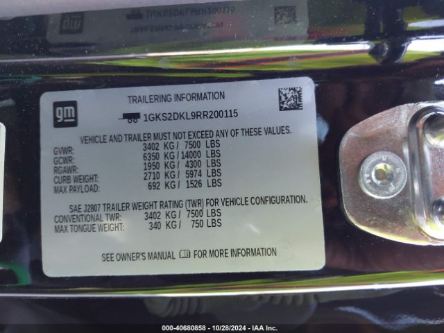 1GKS2DKL9RR200115 GMC Yukon 4wd Denali