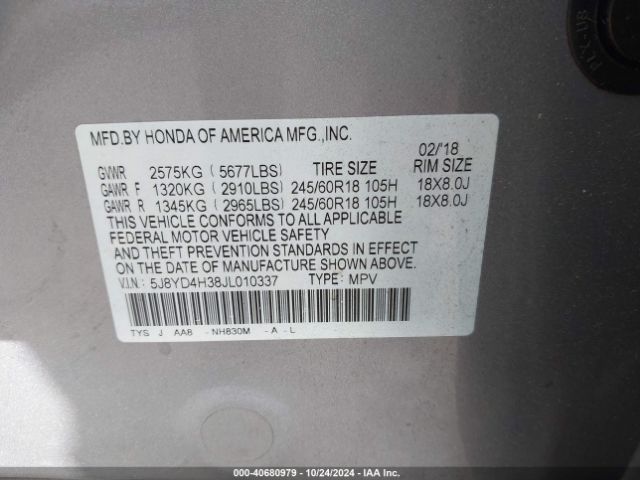 2018 ACURA MDX 5J8YD4H38JL010337 Photo 8