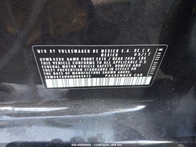 3VW447AU0HM064612 Volkswagen Golf Gti Autobahn 4-door/s 4-door/se 4-door/sport 4-door