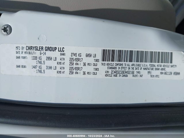 Dodge Grand Caravan Sxt 2014 2C4RDGCG9ER452166 Image 9