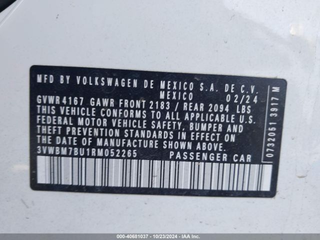 3VWBM7BU1RM052265 Volkswagen Jetta 1.5t Sport