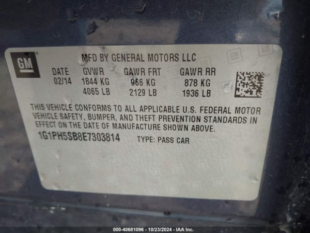 1G1PH5SB8E7303814 Chevrolet Cruze Eco Auto