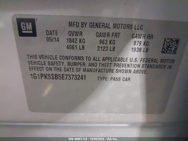 Chevrolet CRUZE LT 2014 1G1PK5SB5E7373241 Image 9