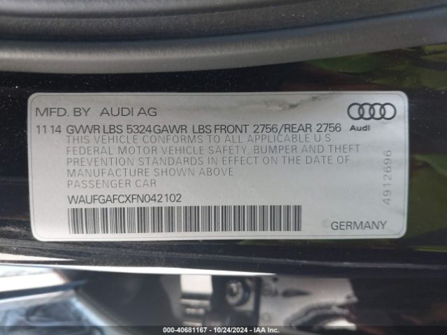 WAUFGAFCXFN042102 Audi A6 3.0t Premium Plus