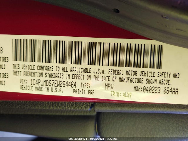Jeep Cherokee Limited 2014 1C4PJMDS7EW264464 Image 9