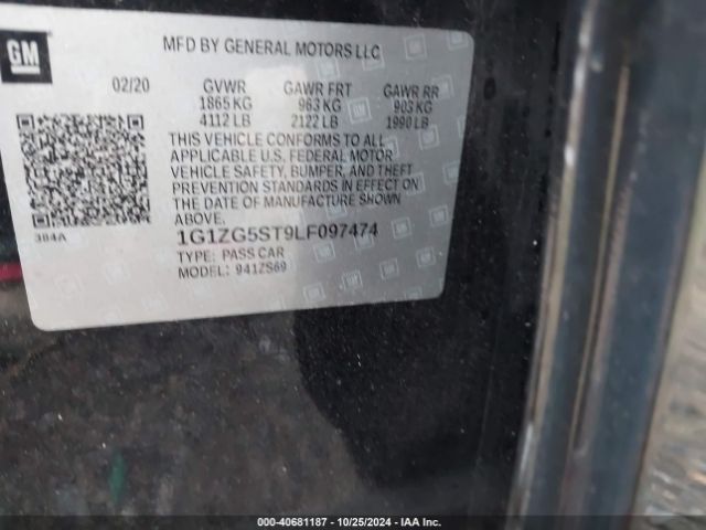 1G1ZG5ST9LF097474 Chevrolet Malibu Fwd Rs