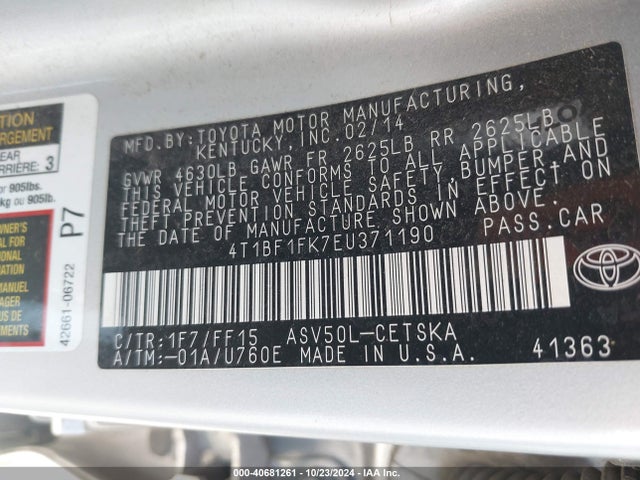 Toyota CAMRY SE 2014 4T1BF1FK7EU371190 Image 9