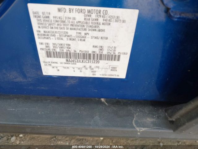 MAJ6S3JLXLC315220 Ford Ecosport Ses