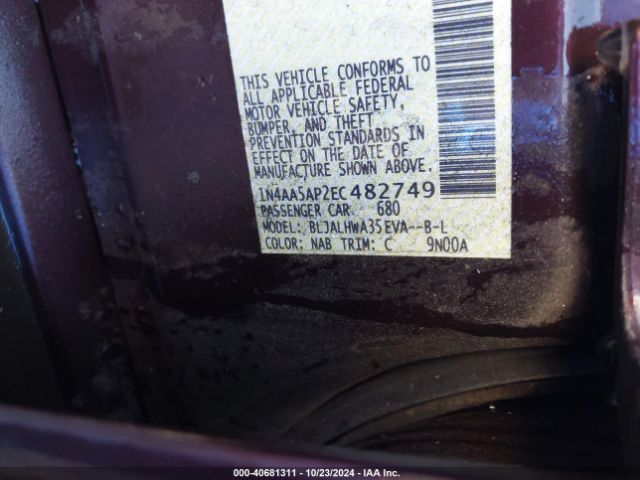 1N4AA5AP2EC482749 Nissan Maxima 3.5 Sv