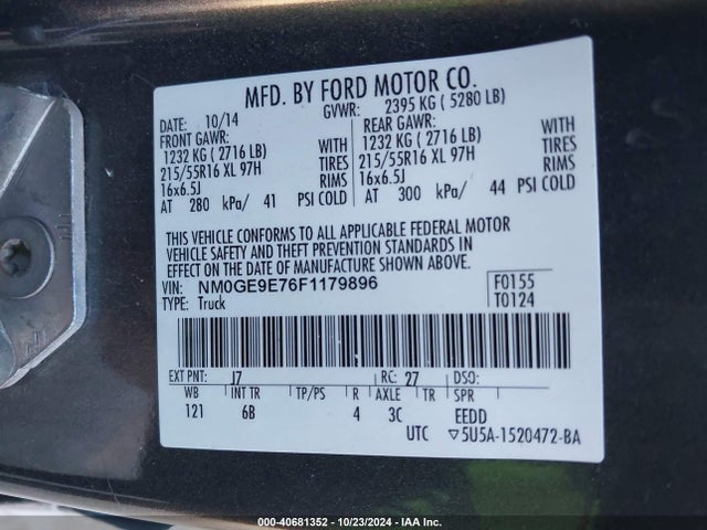 Ford Transit Connect Xl 2015 NM0GE9E76F1179896 Image 9