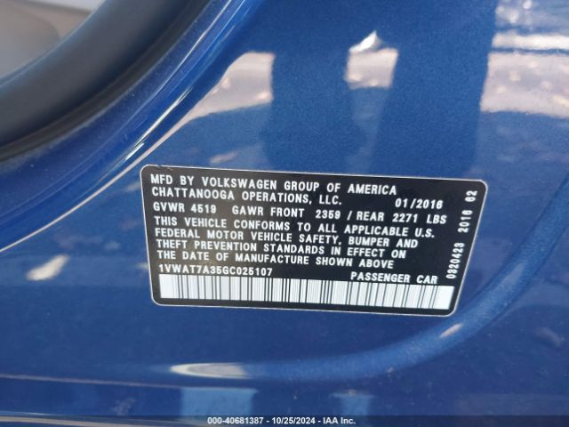 1VWAT7A35GC025107 Volkswagen Passat 1.8t S