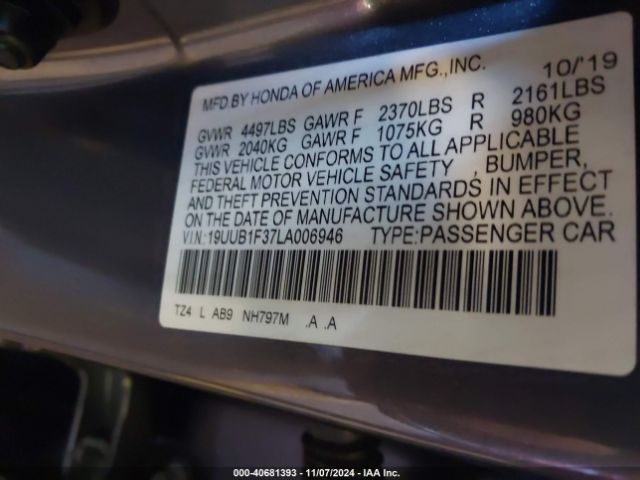 19UUB1F37LA006946 Acura Tlx Standard