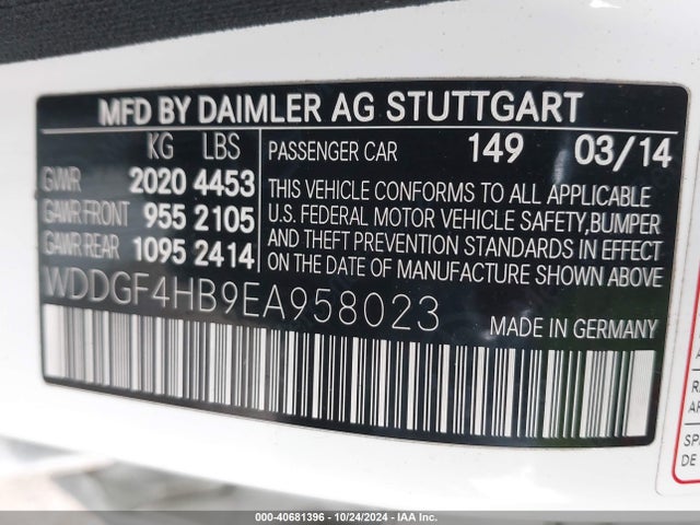 WDDGF4HB9EA958023 Mercedes-Benz C 250 Luxury/sport