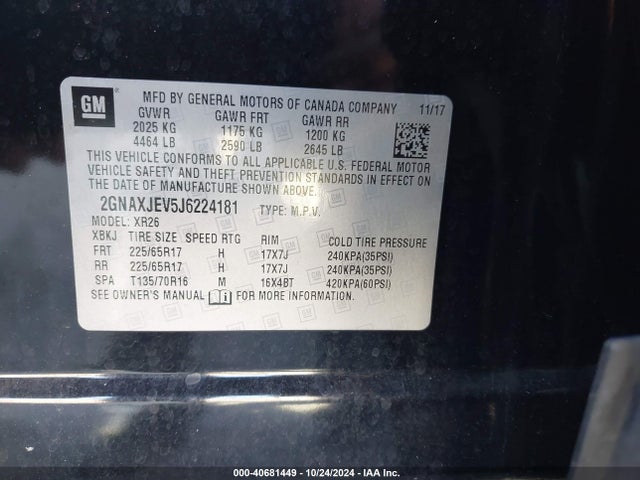 Chevrolet EQUINOX LT 2018 2GNAXJEV5J6224181 Image 9