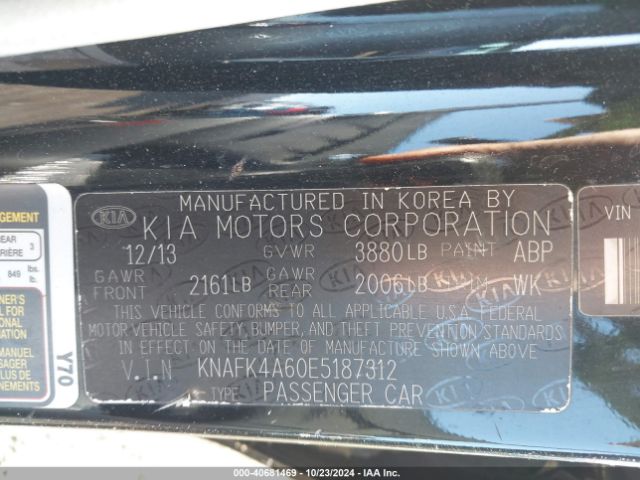 KNAFK4A60E5187312 KIA FORTE LX