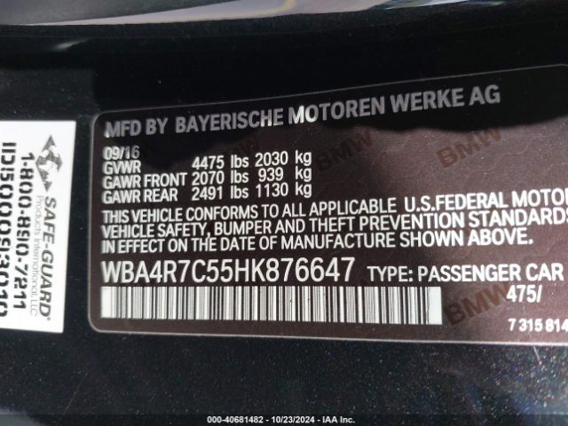 WBA4R7C55HK876647 BMW 430I
