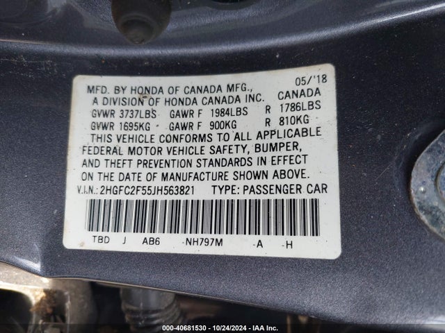 Honda Civic Lx 2018 2HGFC2F55JH563821 Image 9