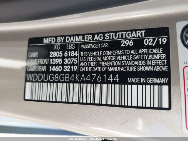 WDDUG8GB4KA476144 Mercedes-Benz S 560 4matic
