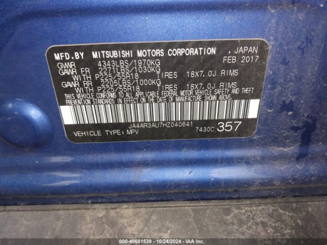 JA4AR3AU7HZ040641 Mitsubishi OUTLANDER SPORT