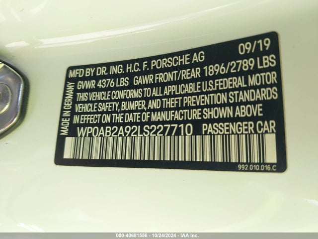 2020 PORSCHE 911 WP0AB2A92LS227710 Photo 8