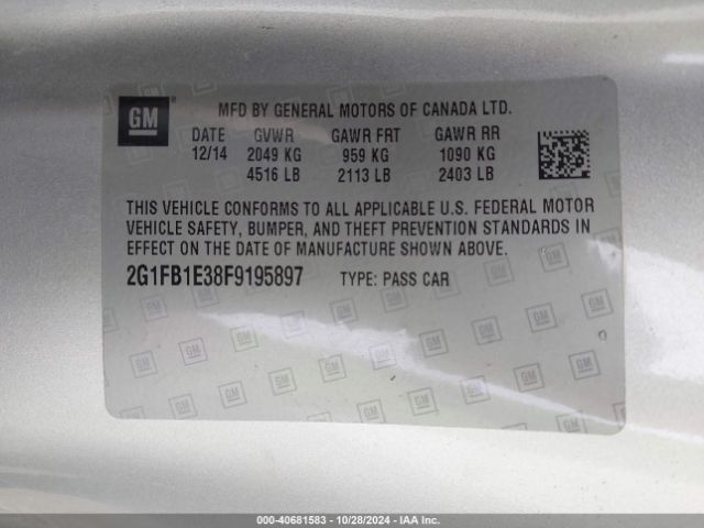 2G1FB1E38F9195897 Chevrolet Camaro 2ls