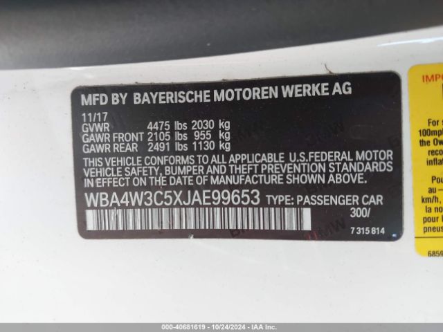 WBA4W3C5XJAE99653 BMW 430I