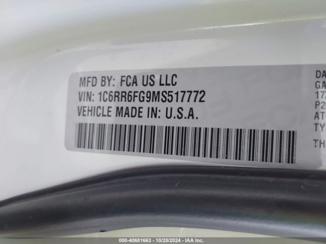 1C6RR6FG9MS517772 RAM 1500 Classic Tradesman  4x2 6'4 Box
