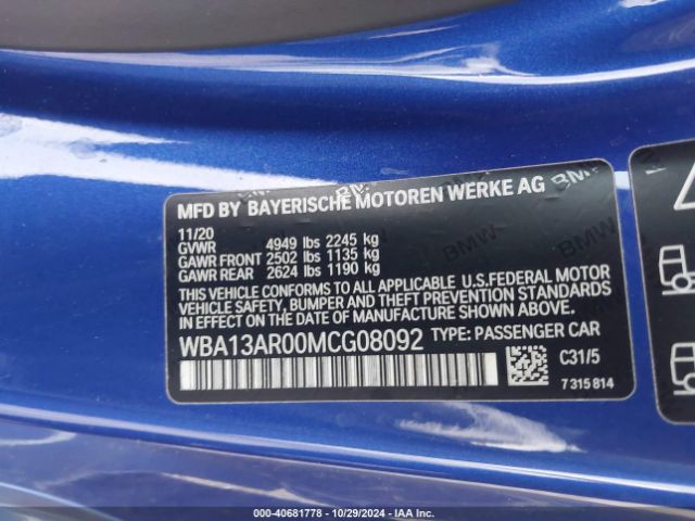 WBA13AR00MCG08092 BMW M440i Xdrive