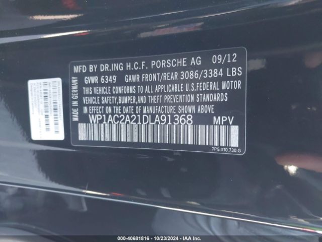 2013 PORSCHE CAYENNE WP1AC2A21DLA91368 Photo 8