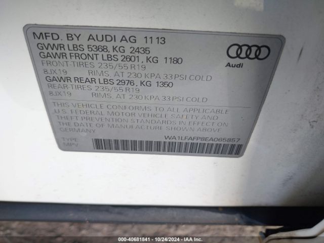 WA1LFAFP8EA065857 Audi Q5 2.0t Premium