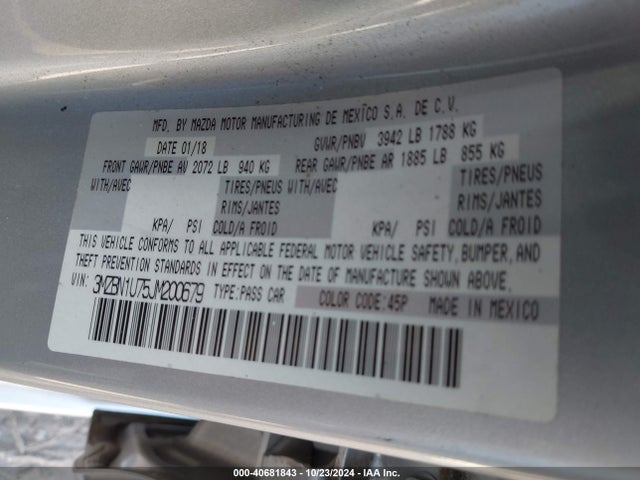 Mazda Mazda3 Sport 2018 3MZBN1U75JM200679 Image 9