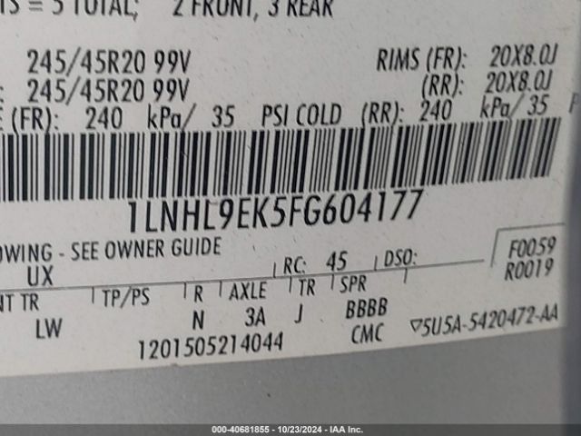 1LNHL9EK5FG604177 Lincoln MKS
