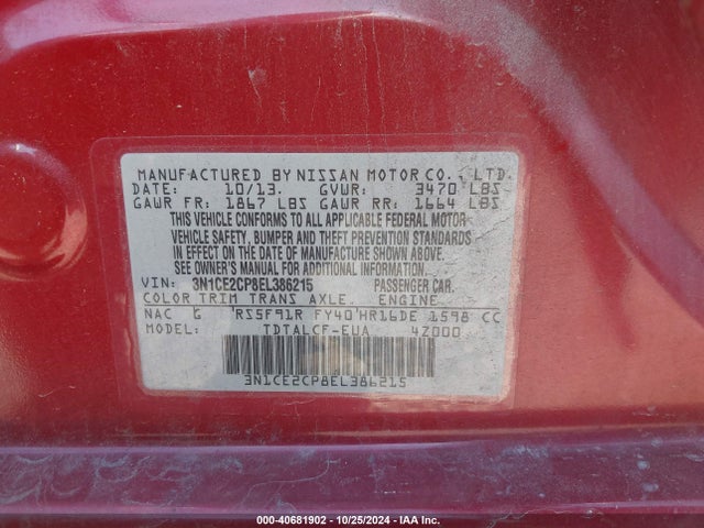 Nissan Versa Note S (sr) 2014 3N1CE2CP8EL386215 Image 9